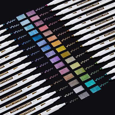 Shuttle Art Metallic Marker Set of 30 Includes Adult Coloring Fits Photo Handmade New Year Ceramic and Other Crafts Pens, Colors, Book, Water-Based,