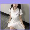 Waste Land School Dress With Tie Strap Summer Knit Fabric For Casual Wear