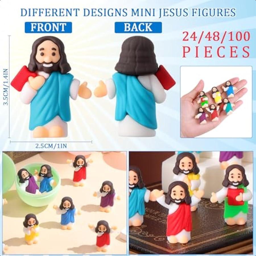 Little Jesus Figures Mini Figurines to Hide Small Rubber Jesus Toys 6 Styles Little Jesus Figures to Hide and Seek for Religiou