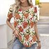 Summer Flower Rose 3D Print T-shirt Women Streetwear Casual T Shirts Y2k Tops Woman Harajuku V-Neck Tees Oversized Clothing