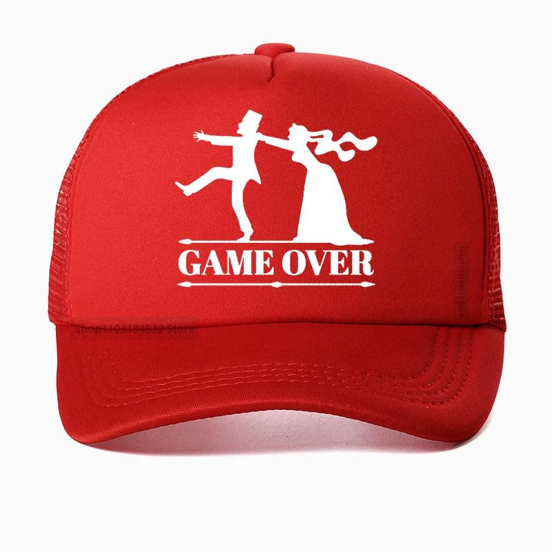 

Game Over Bride Groom Bachelor Party baseball cap Casual Funny Unisex hat summer Breathable Mesh Trucker hats Dad hat Casquette Adjustable