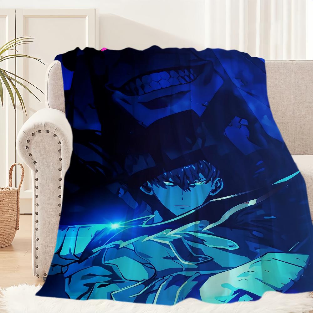 Anime Sung Jinwoo Blanket Plush Nap Sofa Rug for Living S-Solo L-Leveling Room Office Bedroom Birthday Home Travel Kid Gifts