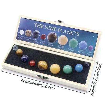 Natural Crystal Solar System Set: Nine Planetary Crystal Balls and Meteorite Specimens