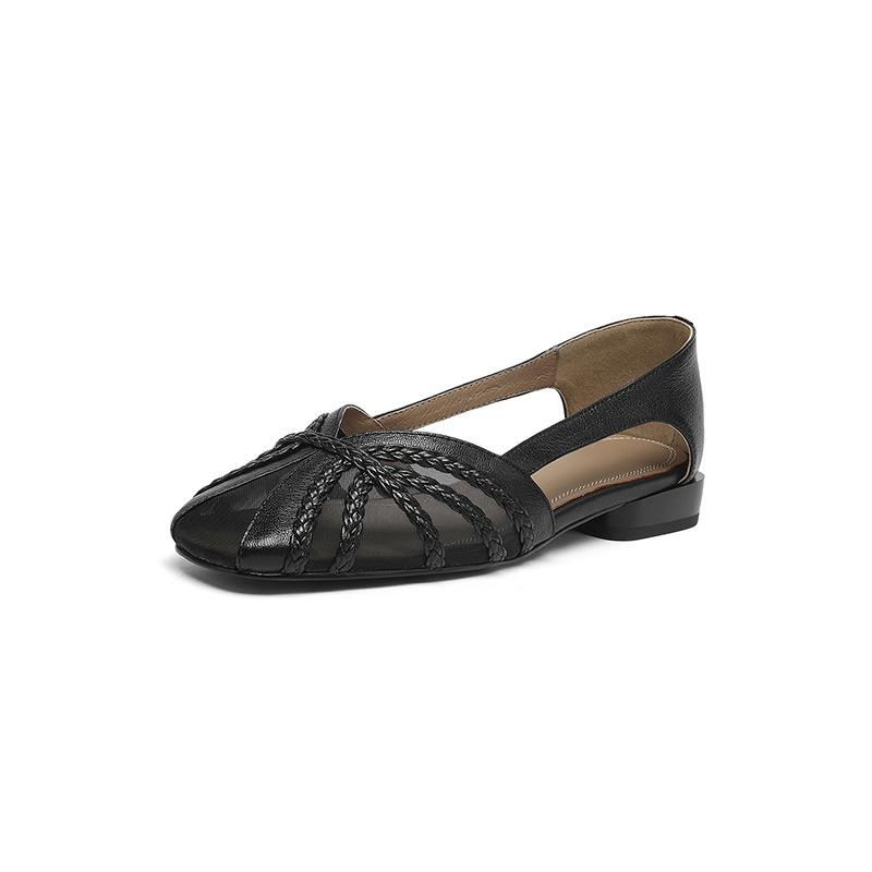 French fashion versatile bag head sandals women breathable mesh gentle fairy wind 2025 summer simple empty single shoes women