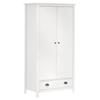 Wardrobe - VIDAXL - Hill White - Solid Wood - 2 Doors - 1 Drawer - 1 Shelf - 170cm