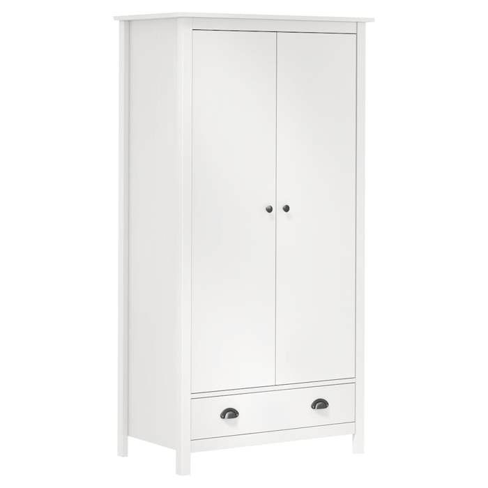 Garde-robe - VIDAXL - Hill Blanc - Bois massif - 2 portes - 1 tiroir - 1 étagère - 170cm