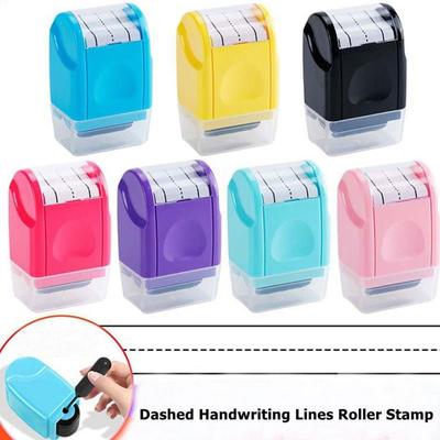 Dashed Handwriting Lines Stamp Roller Long-lasting Repeated Usage Rolling Stamp Automatic Ink-filling Line Practice Roller Stamp