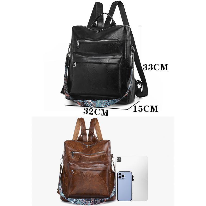 Women Casual Backpack PU Leather School Backpacks For Teenager Girls Travel Backpack Vintage Fashion Designer Shoulder Bags