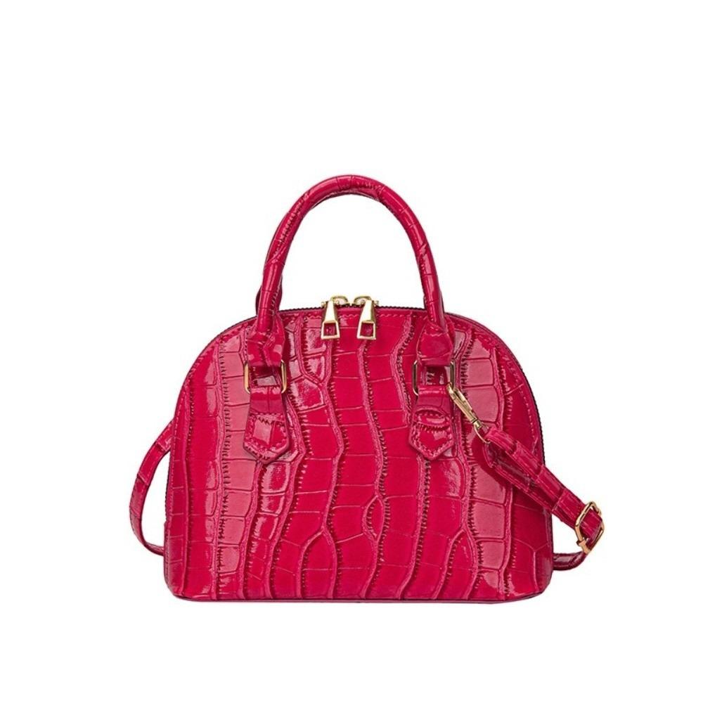 PU Leather Shoulder Bag French Style Women Handbags Vintage Crocodile Pattern Shell Bag  Women