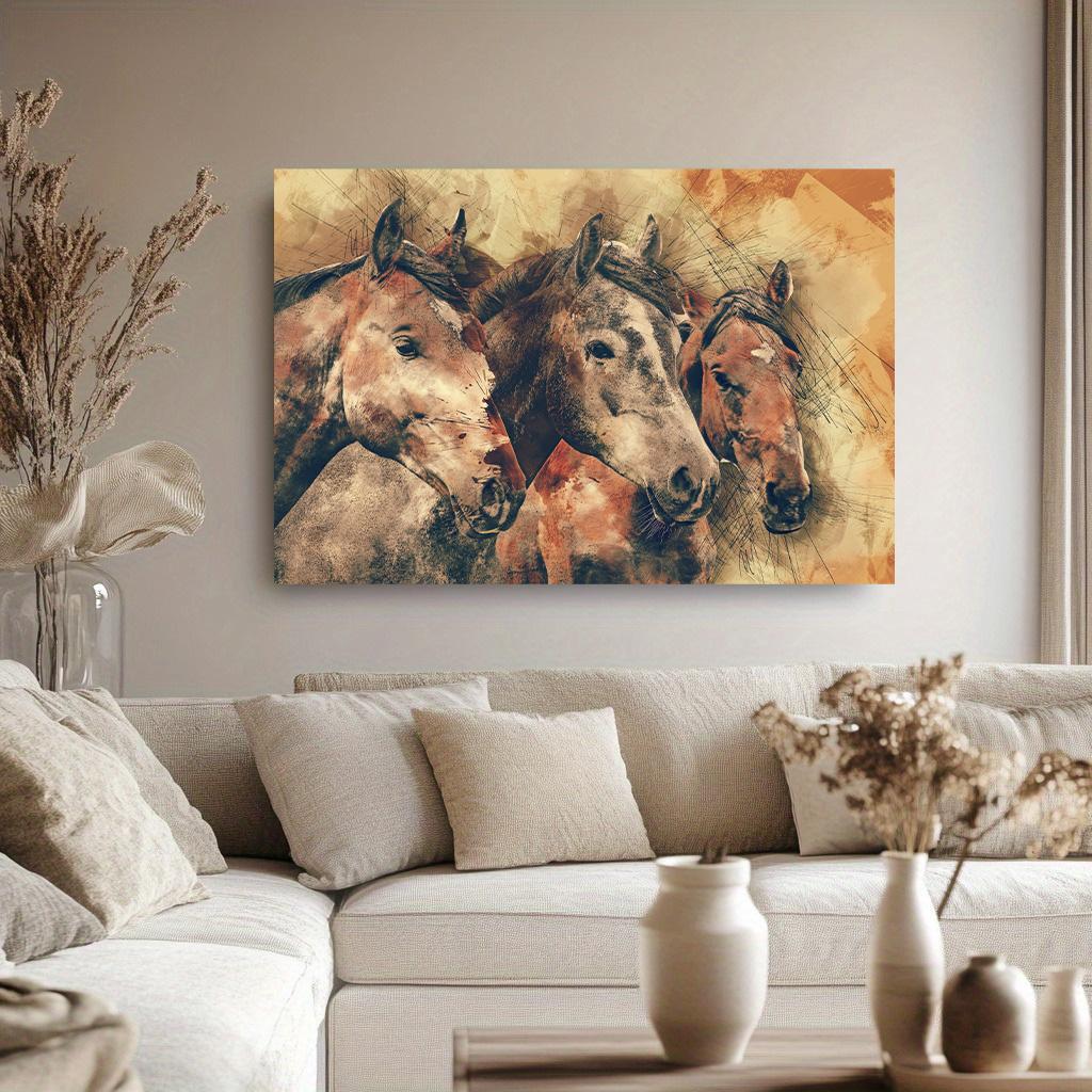 Classic Animal Running Horse Landscape Art Poster Canvas Painting Wall Prints Picture for Living Room Home Decor