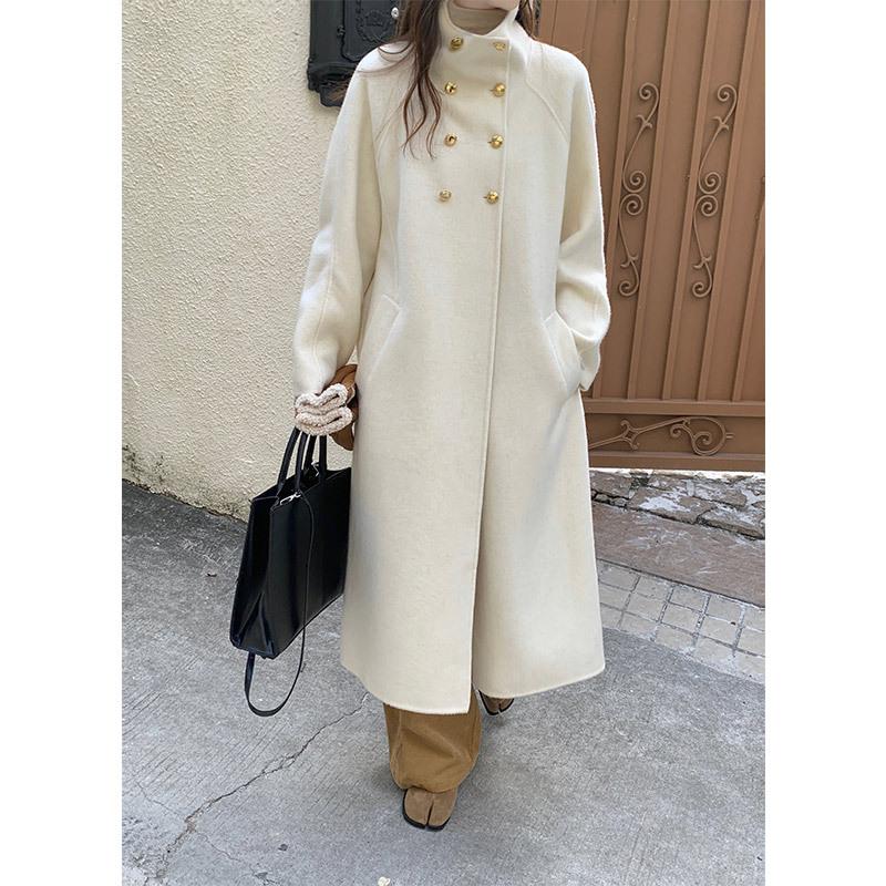 Q660 high-end Albaka retro double-breasted cashmere coat women's daily leisure commuting versatile woolen coat