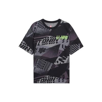 Cotton Round Neck T-Shirt With Allover Letter Print Men Tops Black AHSS119-3