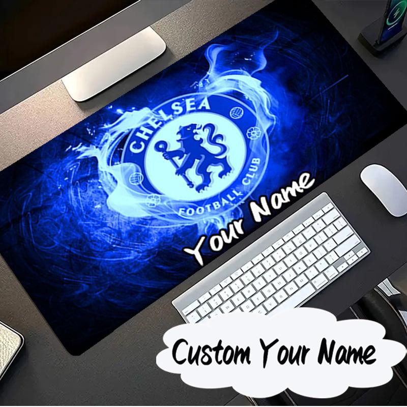 Custom Name Mouse Pad Blue Chelsea Football Club Logo Mouse Pad, Gaming Mouse Pad, Keyboard Pad, Desk Decor for Computer Notebook Fan Birthday Gift