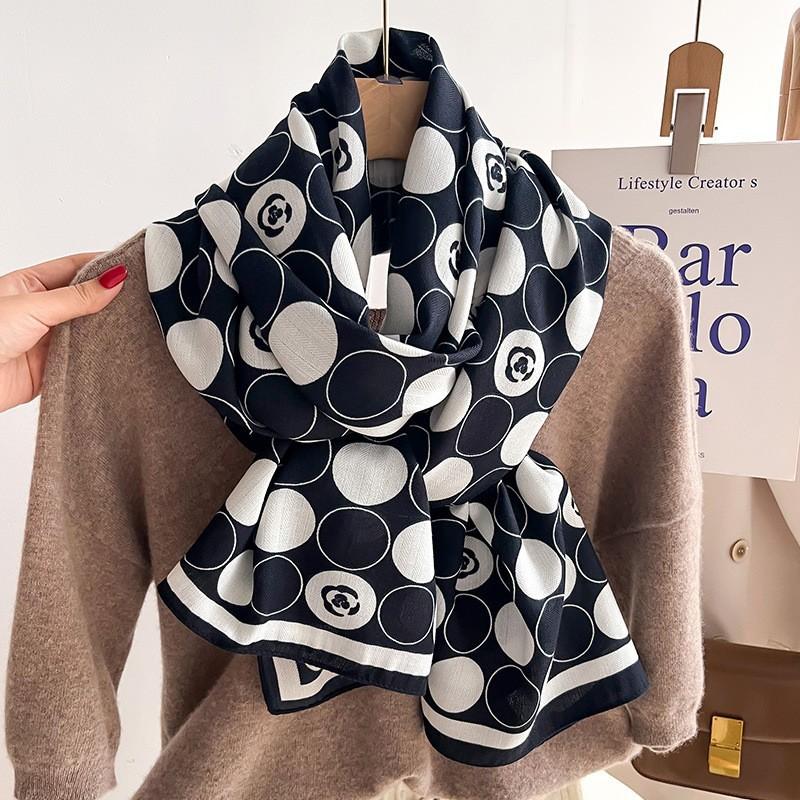 Stylish color-block faux-shearling scarf/snood; lightweight yet warm; versatile long wrap, shawl, or cape for women.