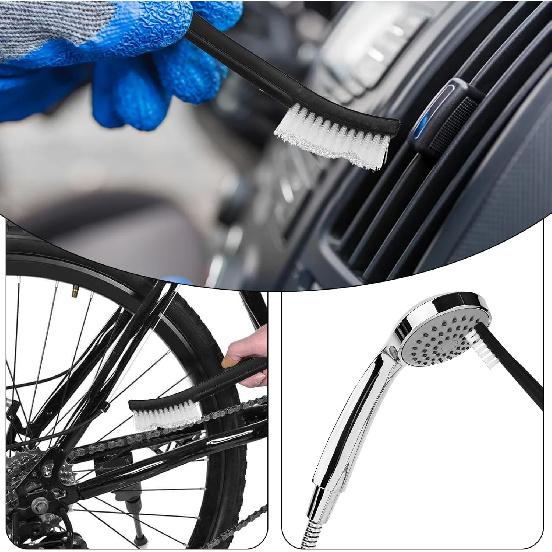 10PCS Double Ended Nylon Cleaning Brushes, Small Brush for Detail Cleaner Double-Ended Detail Clean Brush Set Crevice Cleaning Tool -Black &