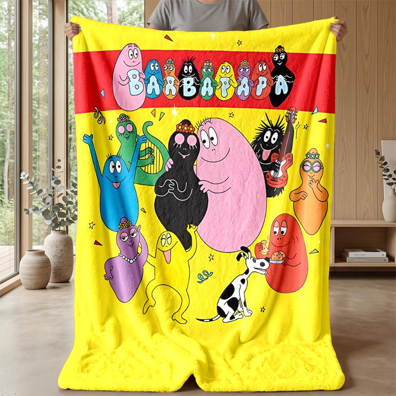 Barbapapa cartoonPrinted Flannel Blanket Cozy Skin-Friendly Warm Throw for Couch Bed Indoor Daily Use