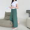 New Arrivals Open Run Women Semi Wide Banding Pants Solid Color