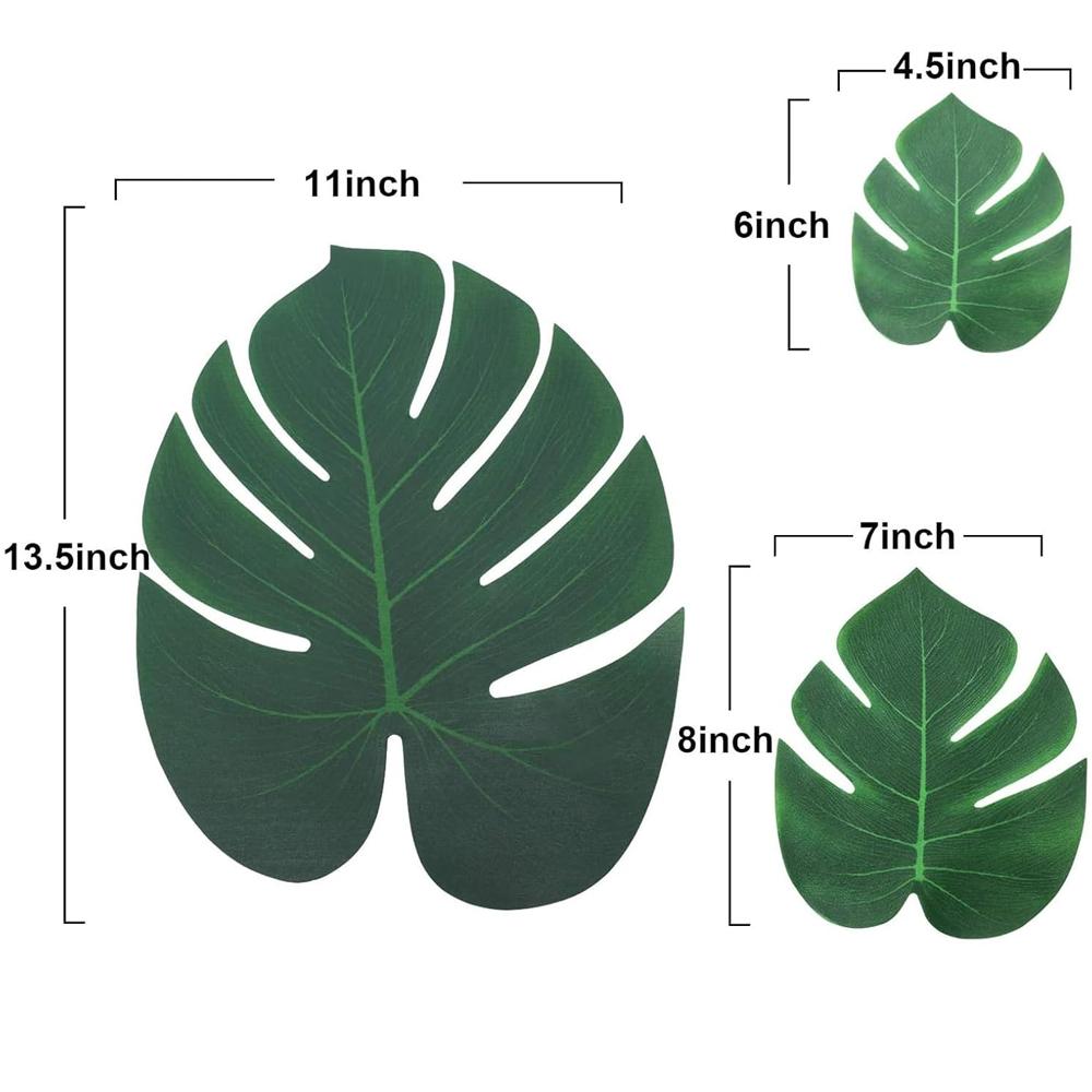 Palm Leaves Artificial Tropical Monstera Plant Fake Leaves Safari Birthday Decorations,Jungle Theme Party Supplies,Faux Green
