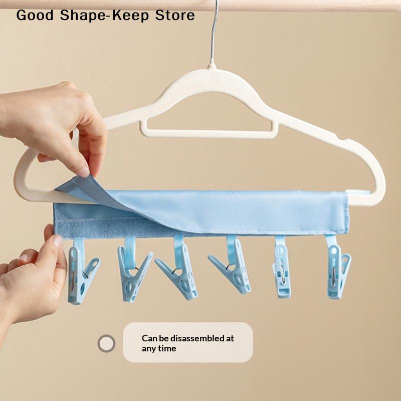 5Pcs Foldable Fabric Hanger Set Portable Multi Clothespin Coat Hanger for Travel Dormitory Quick Drying and Storage Solution