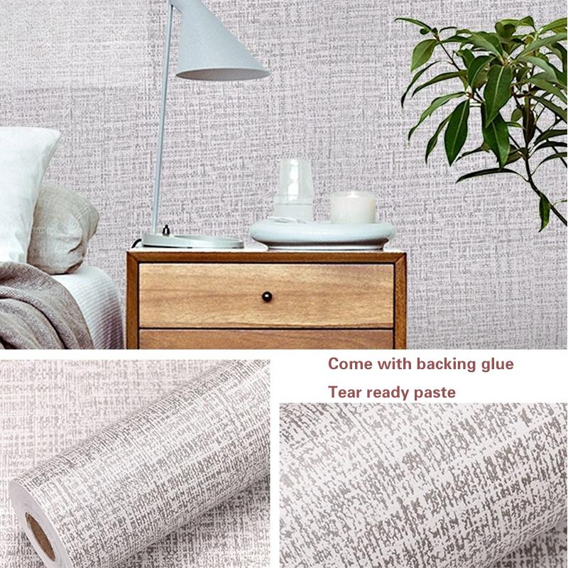 Thicken Linen PVC Self Adhesive Wallpapers for Bedroom Living Room DIY Decorative Film Wall Stickers Contact Paper Home Decor