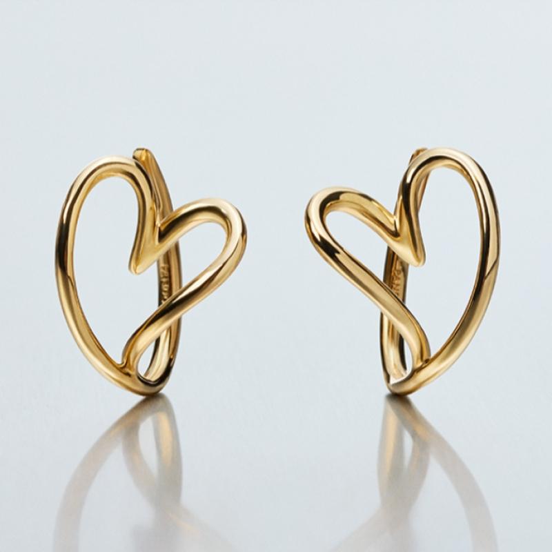 Pandora Organic Shape Heart Hoop Earrings 263807c00