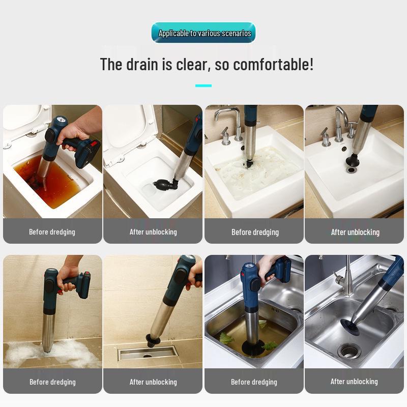 Stainless Steel High-Pressure Lithium Battery Toilet Unclogger