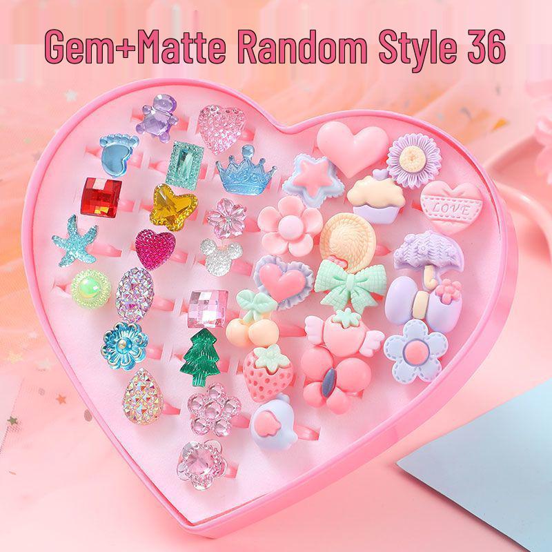 Kids' Faux Diamond Crystal Cartoon Gem Ring Set - Kindergarten Gift