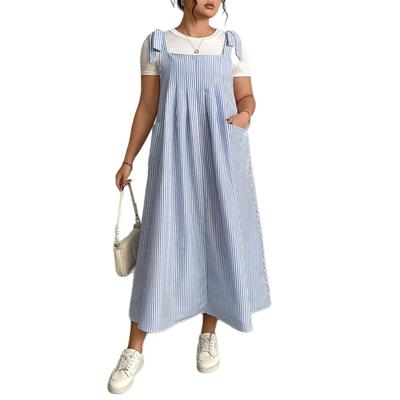 New Striped Printed Halter Dress Plus-size Loose Halter Dress for Women