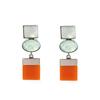 Bold Geometric Earrings Women Zinc Alloy Statement With Color Block Design In Green Blue Red