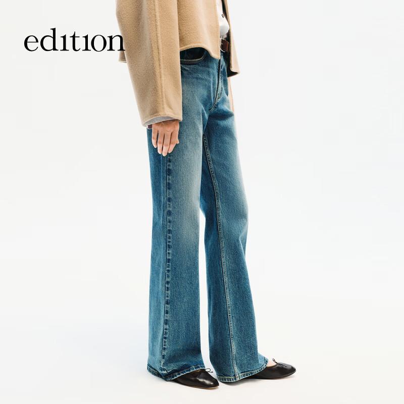 Edition Women's 2025 Winter Camel Fleece Retro Straight Leg Jeans