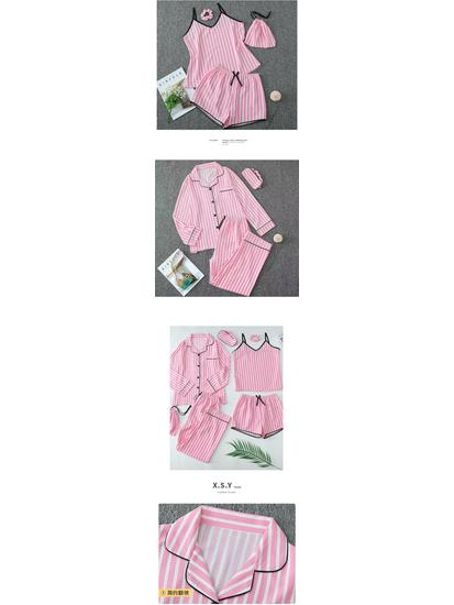 Parent-Child Matching Cotton Pajamas Set - Women's Tank Top & Shorts with Children's 7-Piece Homewear.