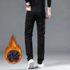 Autumn Winter Men Black Straight Stretch Denim Thick Velvet Pants Warm Jeans Casual Fleece Line Trousers Male Plus Size