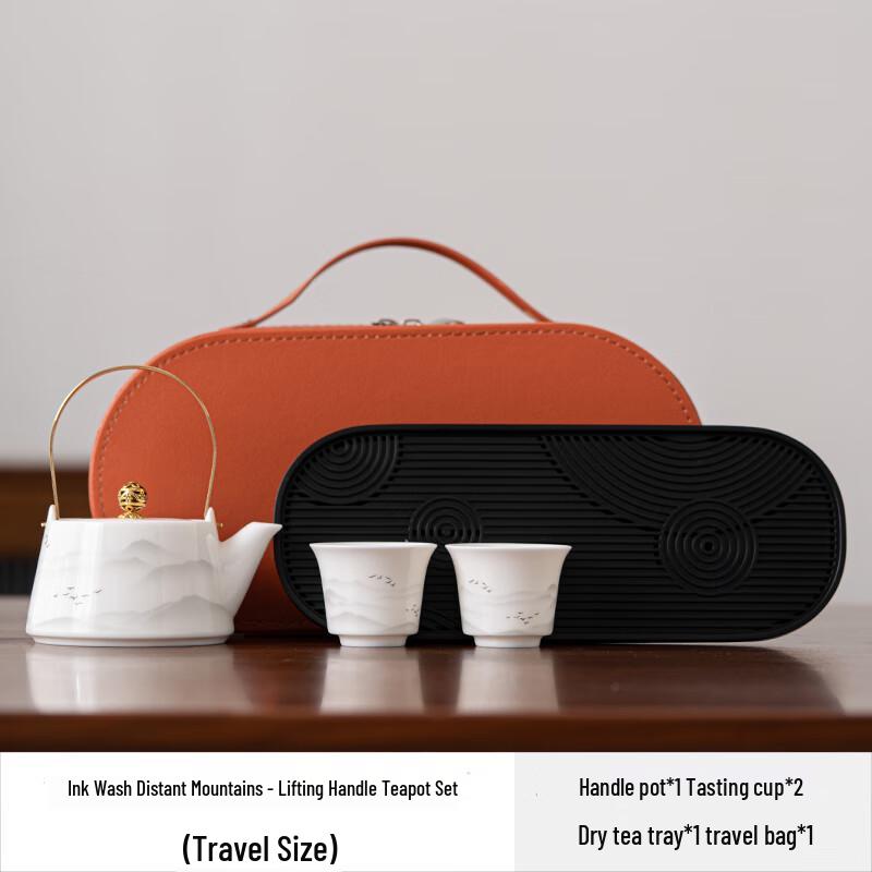 

Enamel Cloisonné Ceramic Tea Set with Pot, Cups & Tray