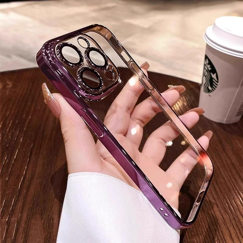 Applicable To Apple 17promax Mobile Phone Case New Electroplated IPhone 16 High End Sense with Lens Film Full Cover Soft Case