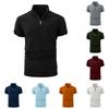 Maglia da Golf da Uomo Estiva a Manica Corta Raglan con Zip e Pieghe, Colore Unito, Top Moda Casual da Uomo