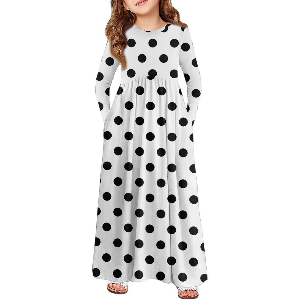 Girls' Maxi Dress - Long Sleeve Pocket Dress
