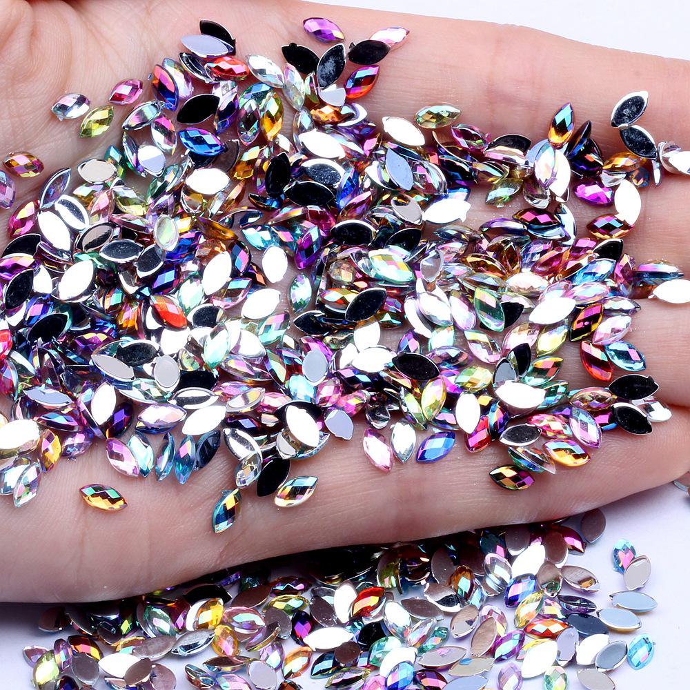 12-barevné 3x6mm Malé akrylové diamanty kočičí oko pro dekoraci nehtů a očního make-upu