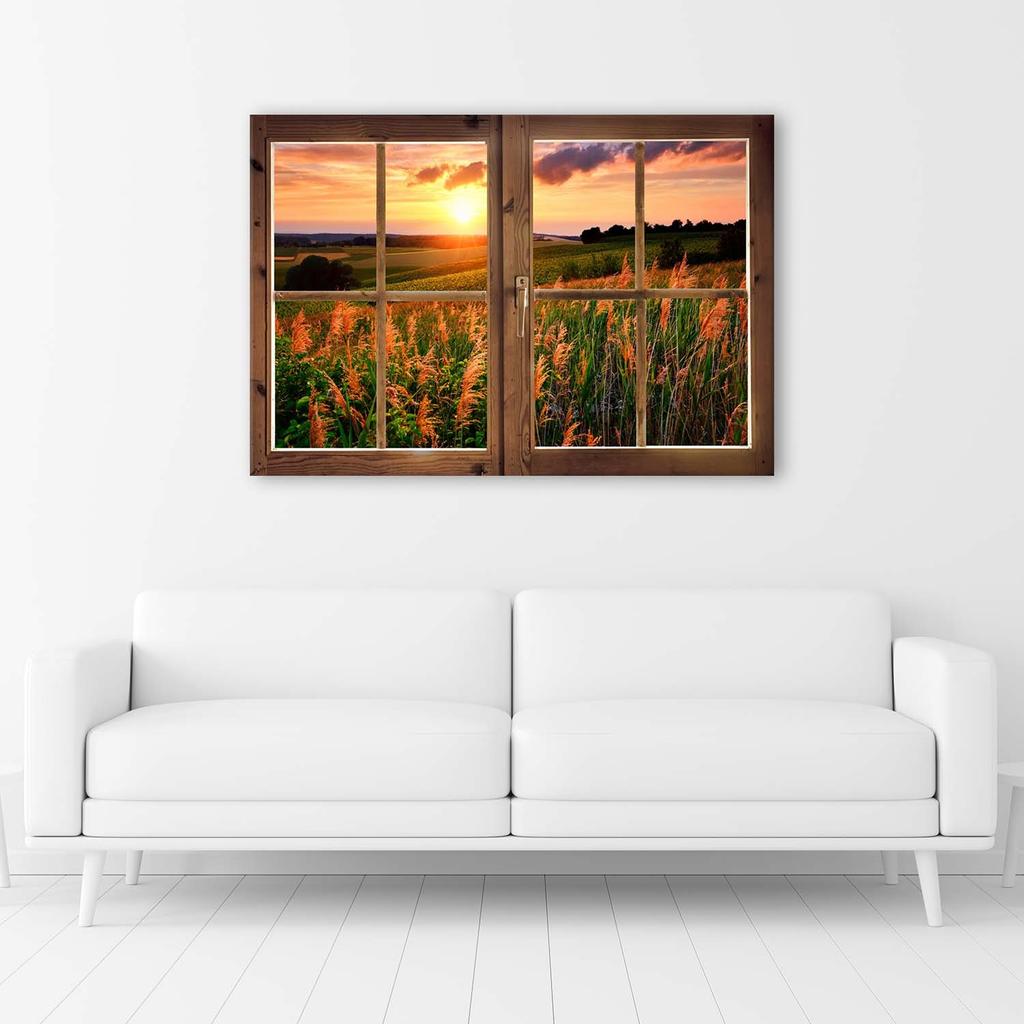 Canvas print, Window - view of meadow
