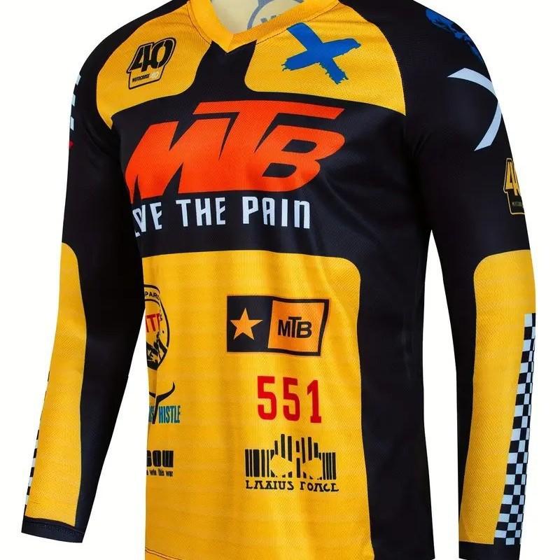 Mens Quick-Dry Long Sleeve Cycling Jersey Breathable Moisture-Wicking Mountain Bike Shirt Outdoor Sports