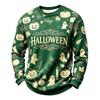 Men's Casual Round Neck Long Sleeve Top with Halloween Print