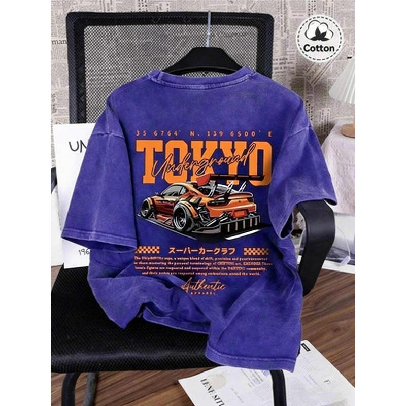 

European sizes Men S T-Shirt Breathable Fit Round Neck Short-Sleeved Top Vintage T-shirt Perfect for Casual Streetwear Tees 5XL синій