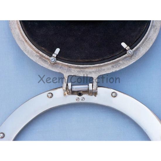 Antique Nautical Porthole Chrome Ship Porthole Clock 12"