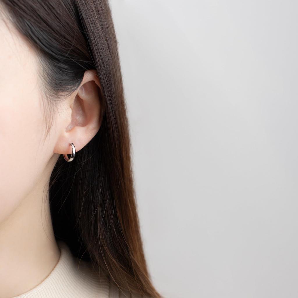 ESTELLE [Official] Women's Hoop Earrings, Platinum, 0202-3544-0019-0000