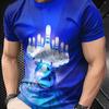 Herr Retro 3D Grafiskt Tryckt T-shirt - Perfekt för Vardagsbruk och Semester