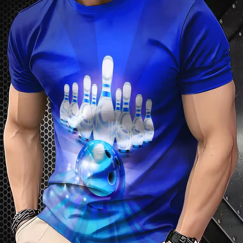 

Men s Retro 3D Graphic Print T-Shirt - Perfect for Daily Wear and Vacation S