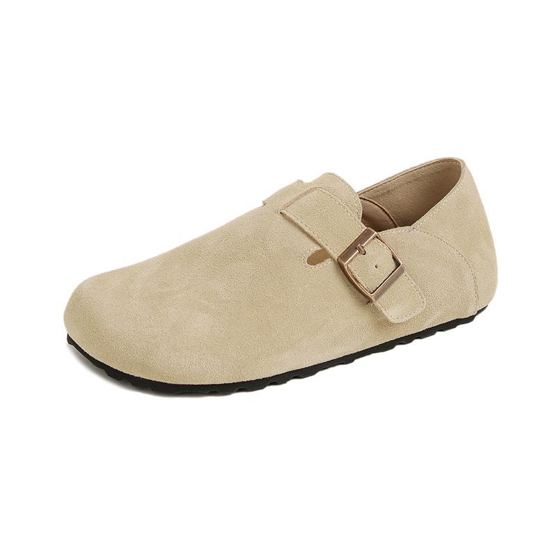 Women Genuine Suede Leather Flat Shoes Retro Designer Casual Birken Boat Shoes Fashion Slip-on Loafers