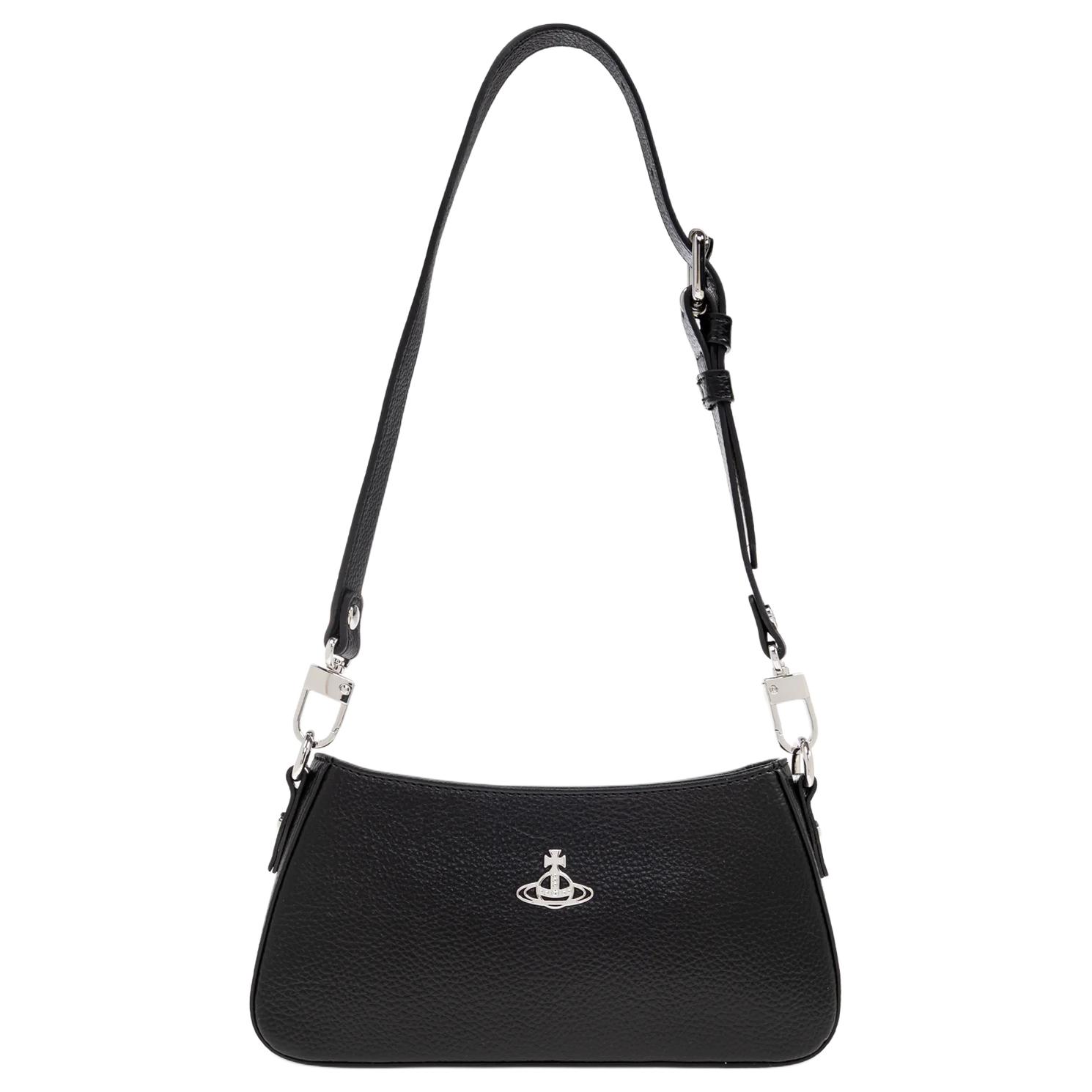 

Vivienne Westwood Iconic Metal Saturn Logo Calfskin Shoulder Bag Women Shoulder Bag Black 5801000GWS000D Basic Set (Bag+Dust Bag)