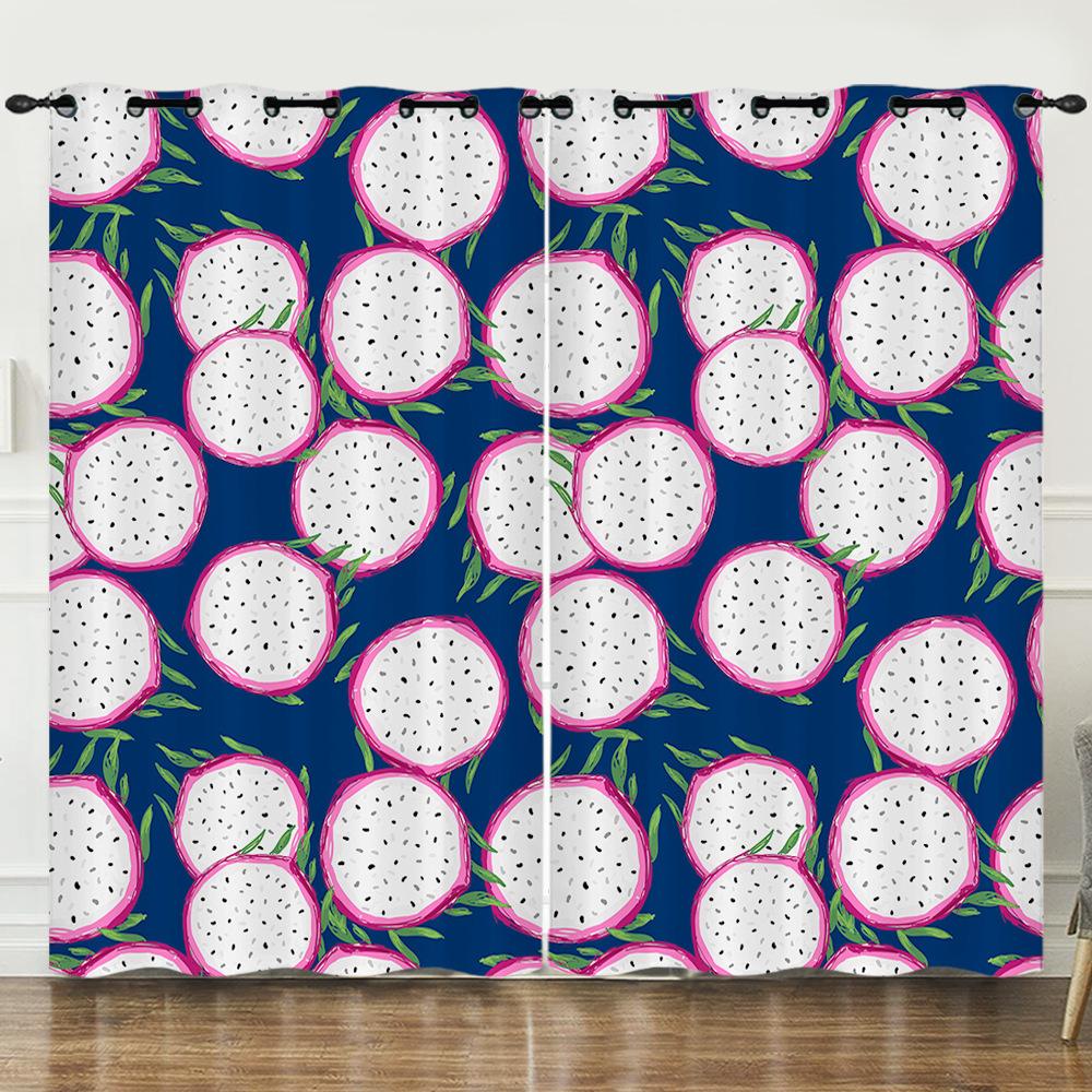 Curtain Cartoon Fruit Dragon Fruit Love 3D Digital Printing Blackout Curtain Punching