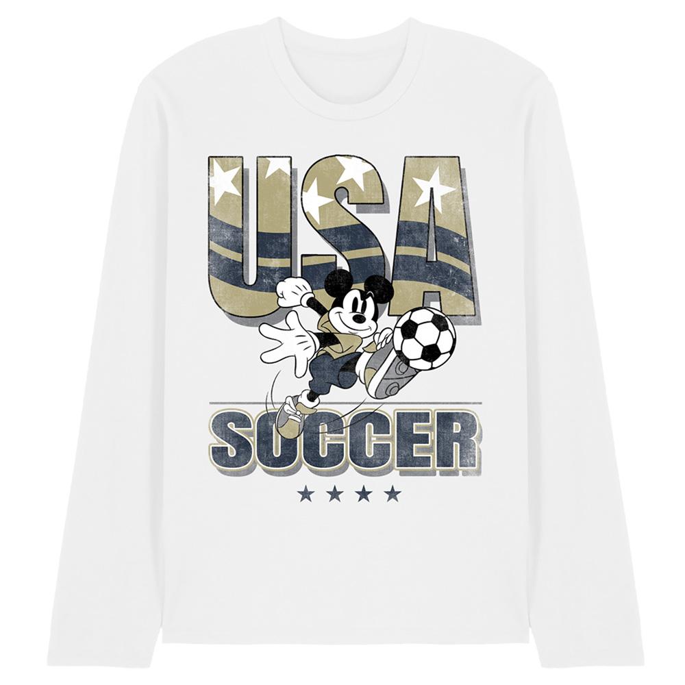 Disney Unisex Adult USA Soccer Mickey Mouse Long-Sleeved T-Shirt