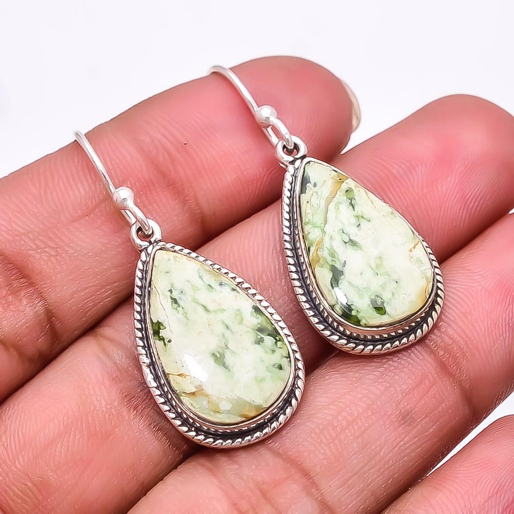 

Chrome Chalcedony/Mtorolite -Zimbabwe 925 Sterling Silver Earring 1.56 E24